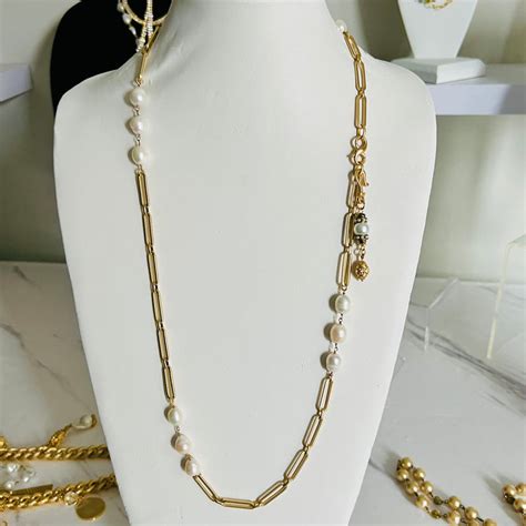 celine paperclip necklace|Celine Paperclip and Pearl Chain Convertible Necklace.